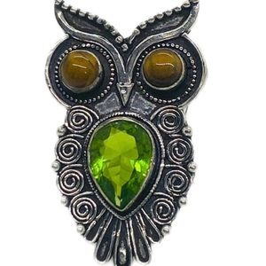 925 Sterling Silver with natural gemstones ring. SZ 8